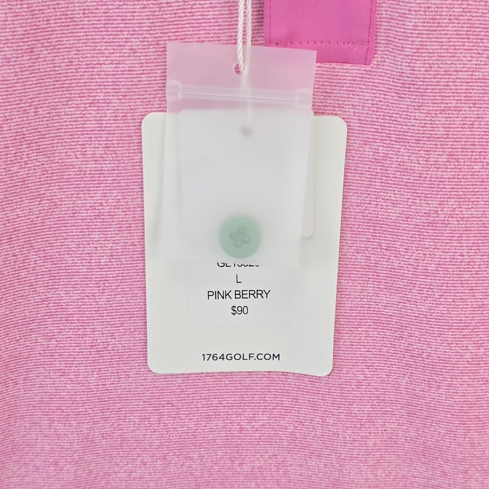 NWT Graham Luxe Polo Shirt Mens Large Pink Berry Therry GL 13525 Polyester Golf - Picture 4 of 11